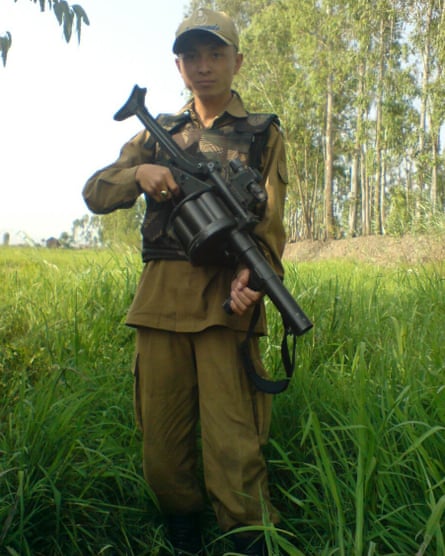 Herojit with an under-barrel grenade launcher recovered from militants