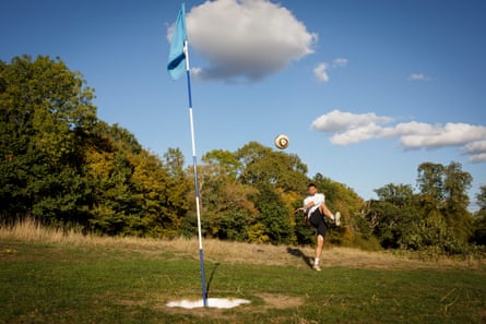 Ben Clarke at the London Footgolf Centre in Barnet.