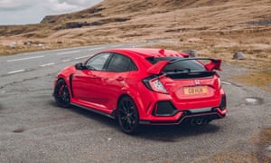 Triple threat: the rear view of the Type R with its three exhaust pipes and giant wing
