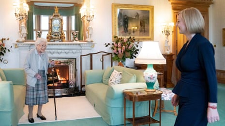 Queen Elizabeth welcomes Liz Truss during an audience at Balmoral, Scotland