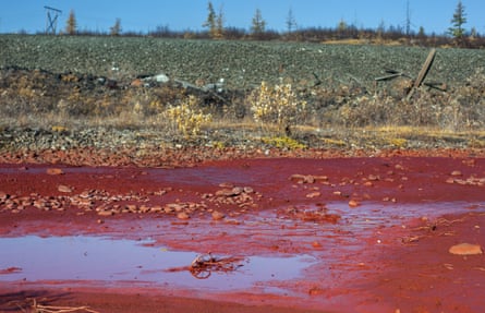 Red polluted river, Norilsk