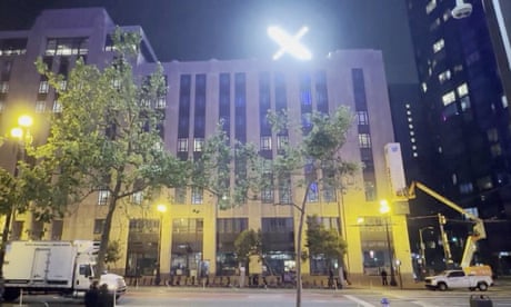 Giant glowing 'X' sign atop Twitter office in San Francisco removed | San Francisco | The Guardian