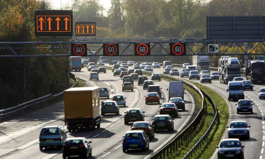 A four lane smart motorway in Britain