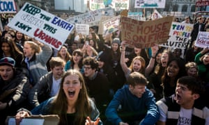 Thousands of school students in Parliament Square during climate change strikes on 15 February.