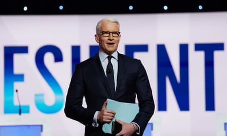 CNN anchor Anderson Cooper talks to the audience before the start of the fourth U.S. Democratic presidential candidates 2020 election debate at Otterbein University in Westerville, Ohio U.S., October 15, 2019. REUTERS/Shannon Stapleton