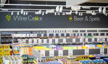 The beers, wines and spirits aisle in Lidl’s new concept store.