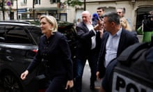 Marine Le Pen arrives at Rassemblement National (RN) party headquaters in Paris<br>epa11454634 French member of Parliament for far-right Rassemblement National (RN) party Marine Le Pen (L) arrives at the party headquarters in Paris, France, 03 July 2024. France's far right National Rally has made significant gains in the first round of parliamentary elections. The second round of the elections for a new Parliament is to be held on 07 July 2024.  EPA/YOAN VALAT