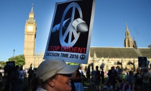 Anti-Trident protesters outside the House of Commons on Monday