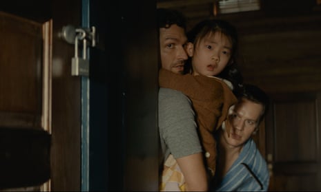 Ben Aldridge, Kristen Cui, and Jonathan Groff in Knock at the Cabin