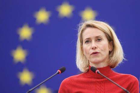 EU foreign policy chief Kaja Kallas delivering a Commission statement at the European parliament.