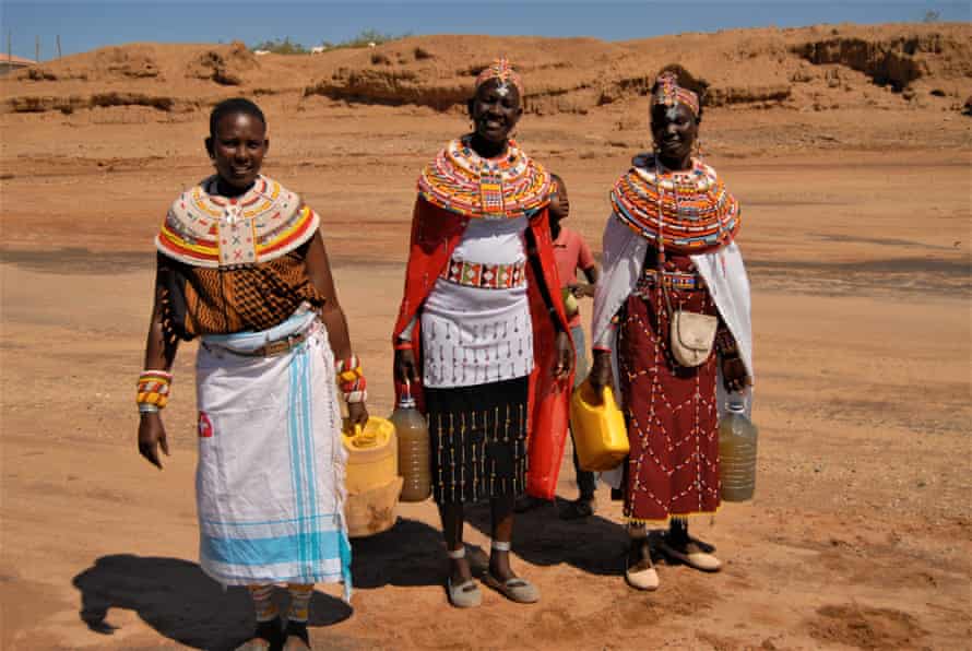 From left to right: Kareni Lematile, Jane Nomong'eng and Paulina Lekureiya walked for nearly two hours to find water