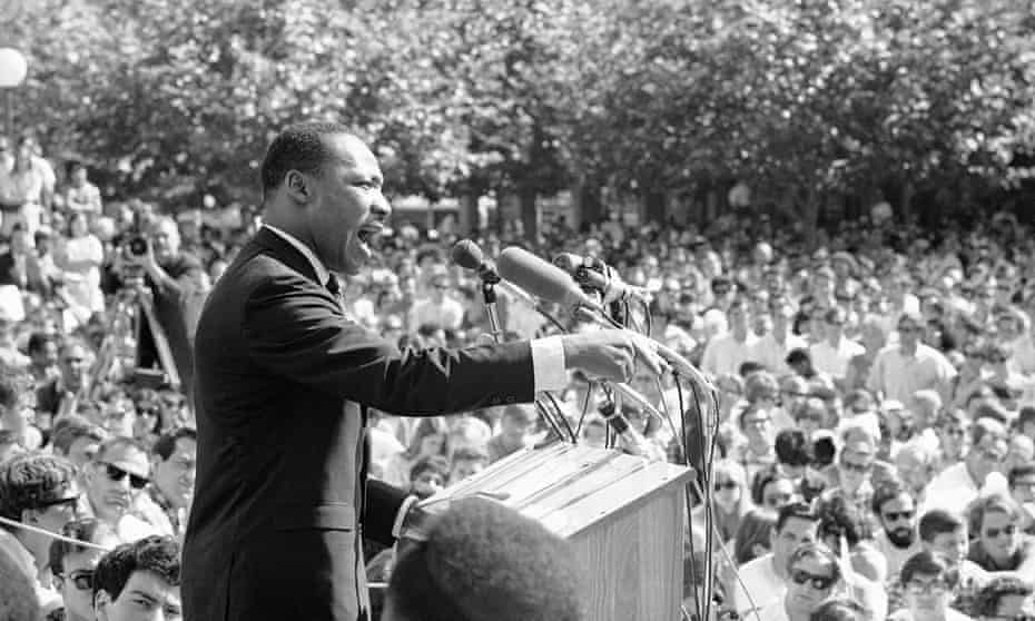 Martin Luther King speaking in 1967 in California