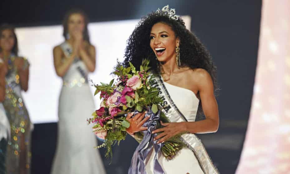 Cheslie Kryst winning the 2019 Miss USA competition in Reno, Nevada.