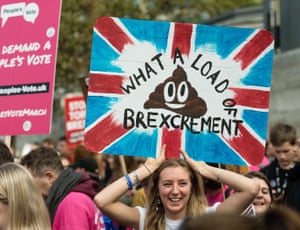 This protester makes her thoughts known - ‘What a load of Brexcrement’.