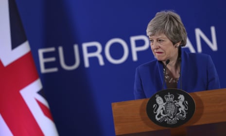 Theresa May speaks during a media conference at the conclusion of an EU summit in Brussels