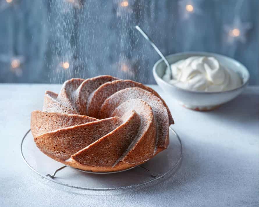 Almond cinnamon cake with Irish cream.