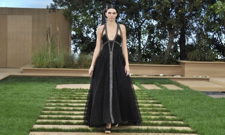 Kendall Jenner in a multi-strapped goddess gown