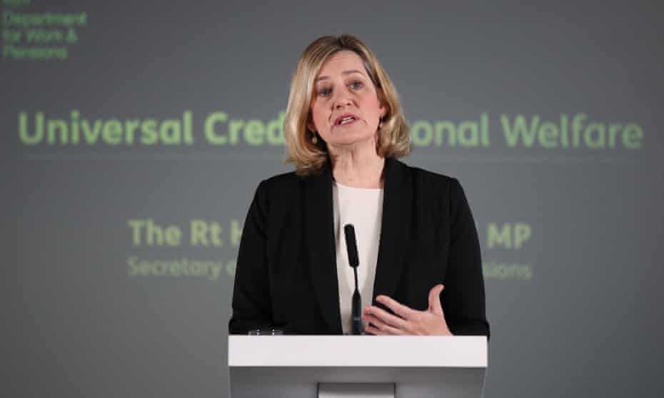 Amber Rudd giving a speech at Kennington jobcentre, London