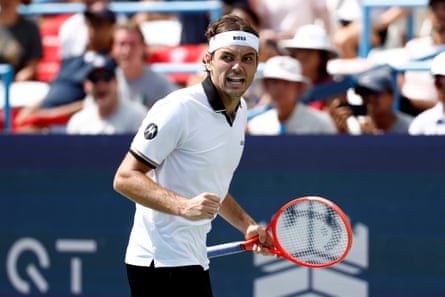 Taylor Fritz celebrates some extent with a fist-pump on the DC Open final.