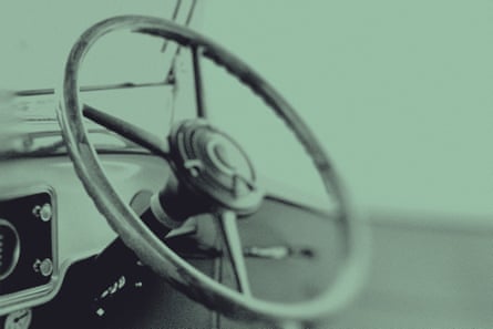 Steering Wheel made of wood from vintage car