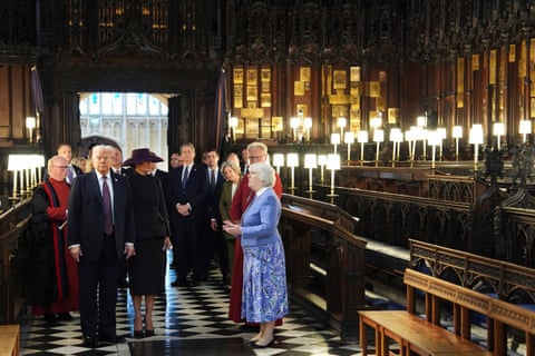 Donald Trump and first lady Melania Trump being shown the choir during their tour of St George’s Chapel at Windsor.