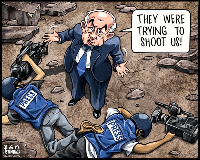 Ben Jennings on the journalists killed in Gaza – cartoon
