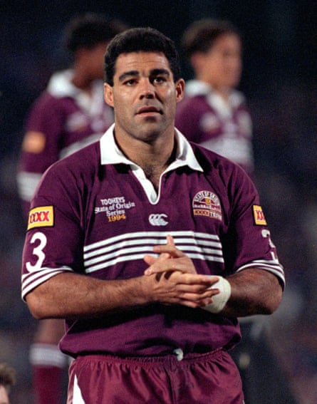 Mal Meninga of the Maroons looks on before the start of game three of the 1994 State of Origin match at Lang Park