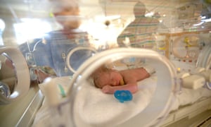 Baby in hospital humidicrib