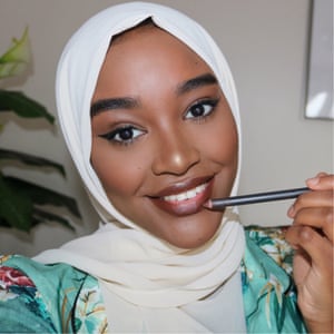 A deep-brown lip liner works well with nude shades.