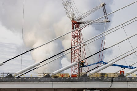 Construction on bridge