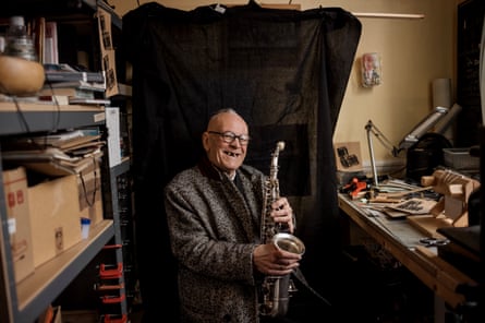 Milton at his work bench in Deptford.
