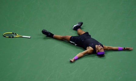 Nadal celebrates victory over Daniil Medvedev in the men’s singles final at Flushing Meadows.