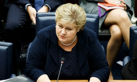 Erna Solberg was pictured playing Pokémon Go during a debate in the Storting.