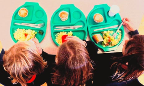 School children at mealtime.