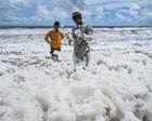 Waves of white foam and Diwali: photos of the day – Wednesday