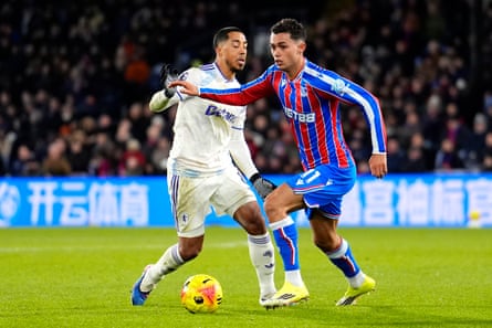 Crystal Palace’s Brennan Johnson (right) and Aston Villa’s Youri Tielemans battle for the ball at Selhurst Park