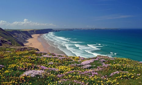 Watergate Bay in Cornwall, England, is a popular summer holiday attraction.