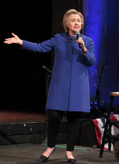 Hillary Clinton in one of her trademark trouser suits