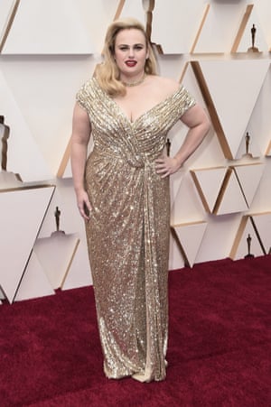 Rebel Wilson arrives at the Oscars on Sunday, Feb. 9, 2020.