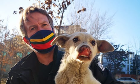 Paul ‘Pen’ Farthing, the founder of Nowzad animal rescue charity, with a rescued dog