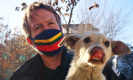 Paul 'Pen' Farthing' with Nowzad shelter dog
