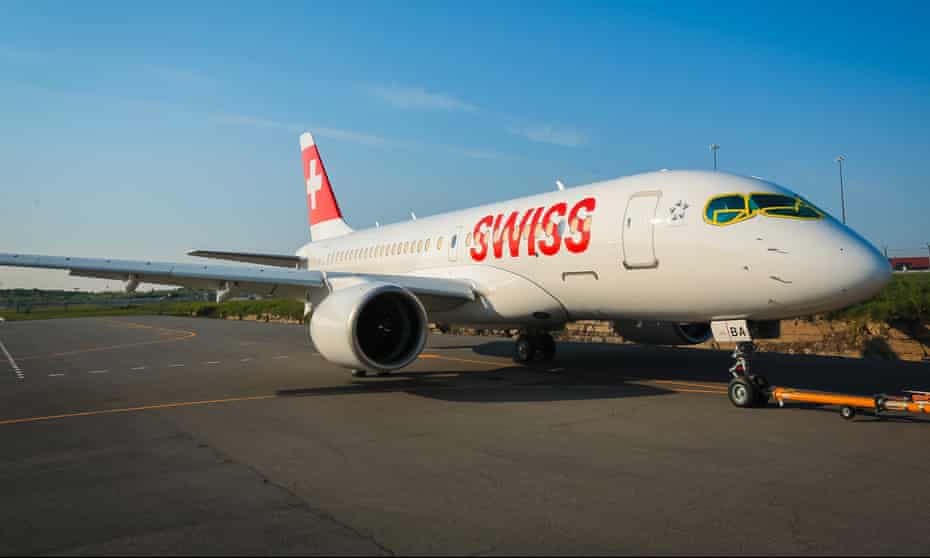 Swiss International Air Lines’ Bombardier CS100 at Zurich.