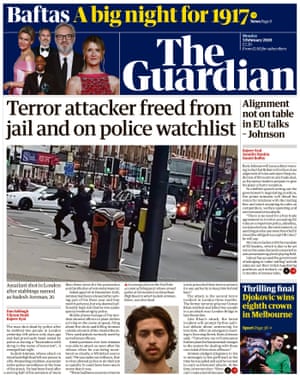 Guardian front page, Monday 3 February 2020