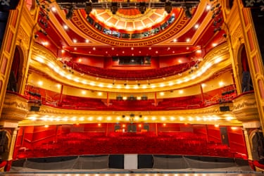 The orchestra pit and auditorium of His Majesty’s Theatre in Perth viewed from the stage, Western Australia