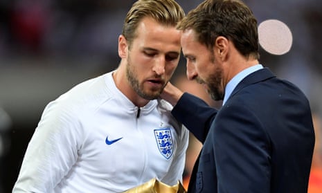 England manager Gareth Southgate with Harry Kane, who captained the team at the last World Cup finals. 