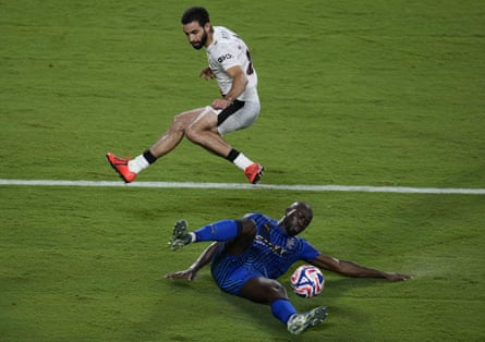 Kalidou Koulibaly tackles Manchester City’s Rayan Aït-Nouri