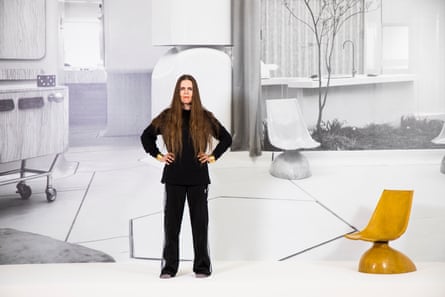 Tomorrow’s world … Linder pictured with House of the Future by Alison and Peter Smithson, which features in her show.