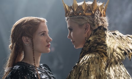 Jessica Chastain with Charlize Theron in The Huntsman: Winter’s War.