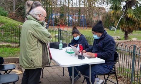 A mobile NHS Covid-19 vaccination service run by Solutions4Health was in Dedworth, Berkshire, in February. A further push on vaccinations is due in early April for over-75s and the clinically vulnerable.