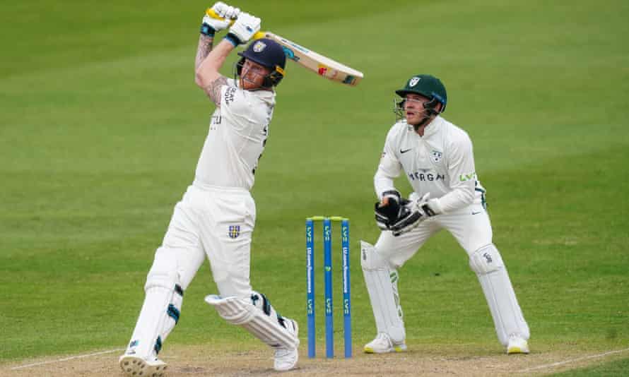 Ben Stokes hits a six to reach his century at New Road, and there were plenty more to come.